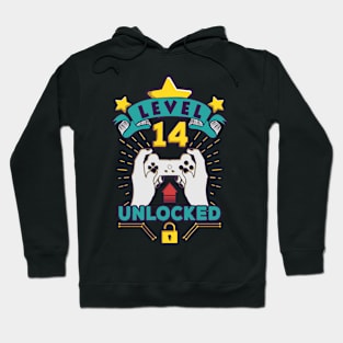 Level 14 Unlocked Video Game 14th Birthday gift Hoodie